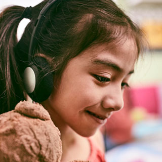Girl With Headphones In