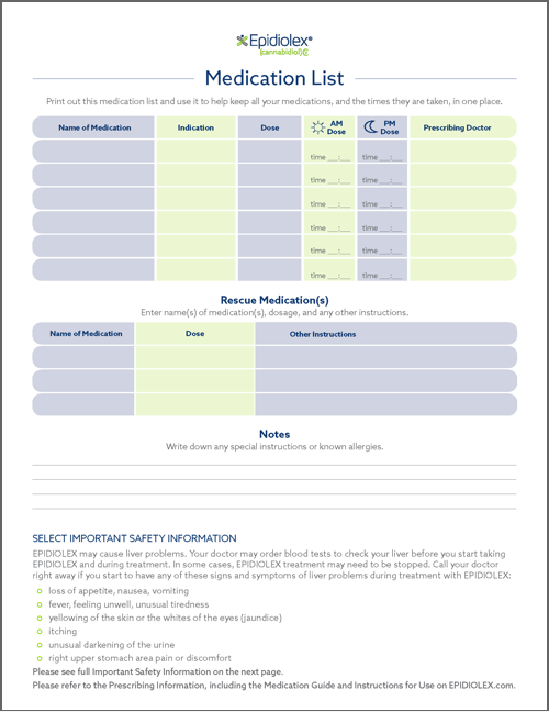 Downloadable Tool: Medication List Cover Page