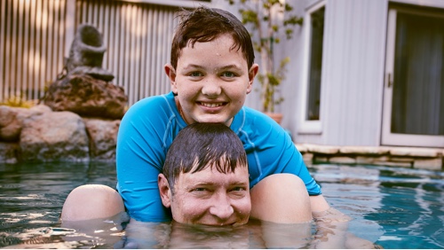 Boy and Father in Pool Video Thumbnail