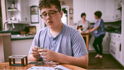 Boy Playing With Construction Blocks Video Thumbnail